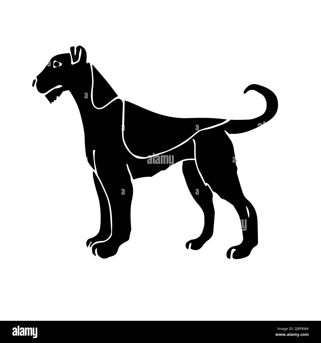 Dessin d'un chien terrier gallois noir à dessin manuel vectoriel isolé sur fond blanc Illustration de Vecteur