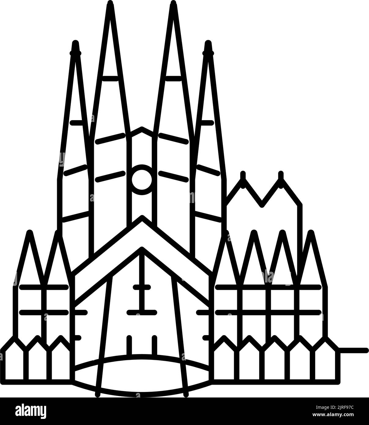 illustration vectorielle de l'icône de ligne de la sagrada familia Illustration de Vecteur