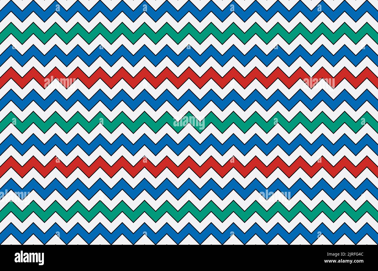 Motif zigzag ondulé dans le style de couleur de l'Égypte ancienne. Carrelage sans couture avec un motif, basé sur les couleurs égyptiennes anciennes rouge, turquoise, bleu et blanc. Banque D'Images