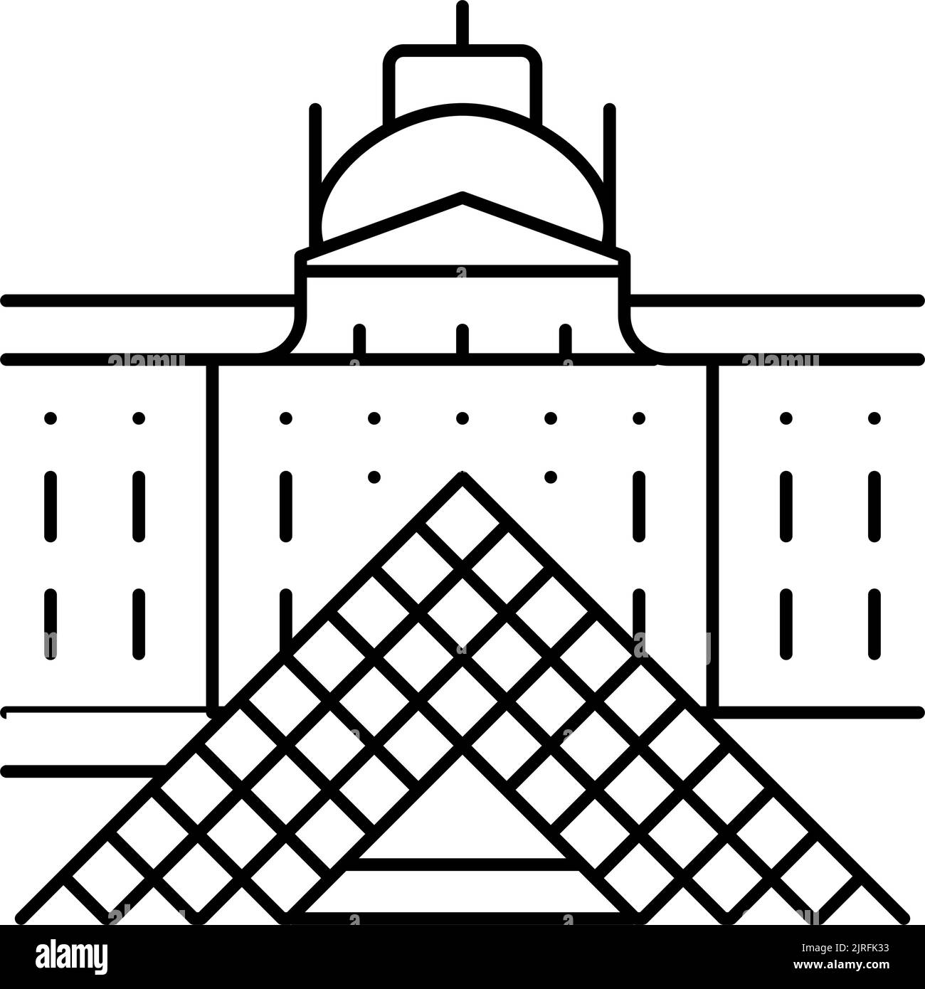 illustration vectorielle de l'icône de la ligne du musée du louvre france Illustration de Vecteur