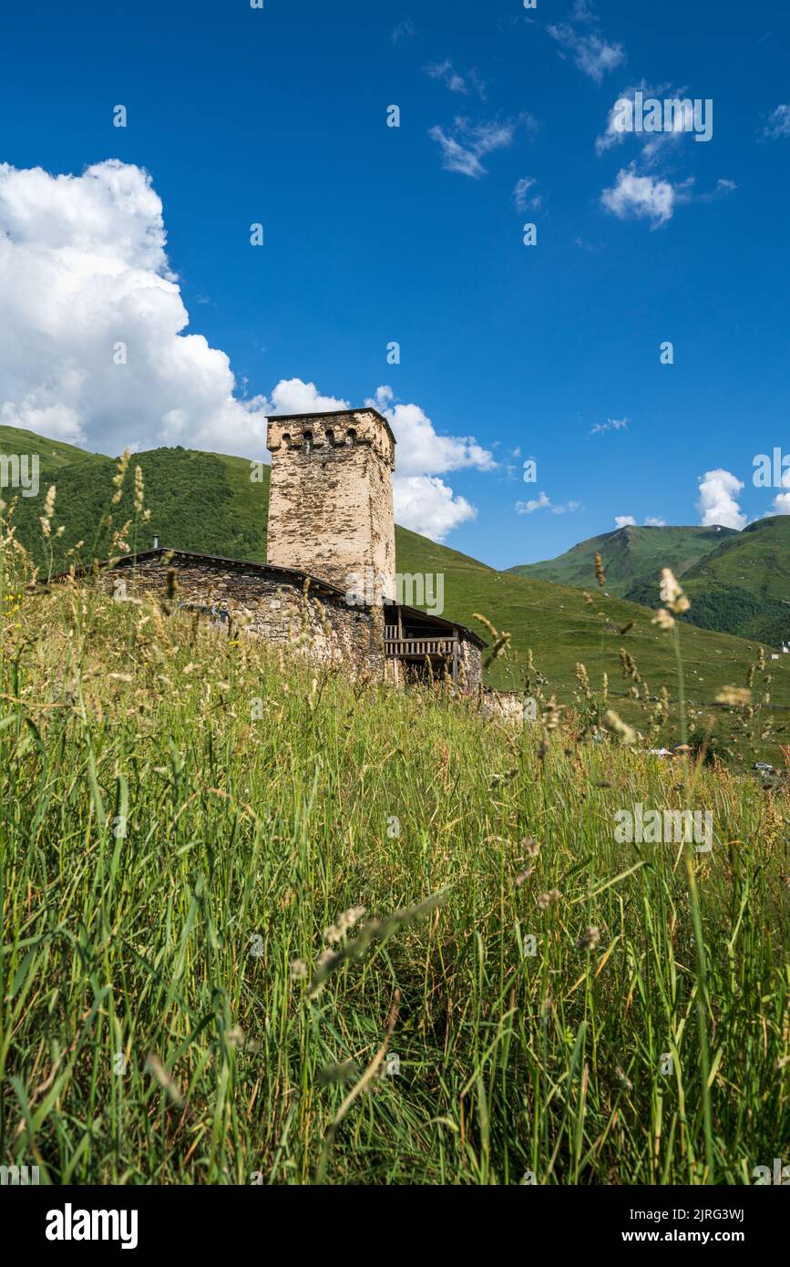 Monastère de Lamaria à Ushguli, Haut-Svaneti, Géorgie Banque D'Images