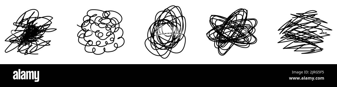 Ensemble de caniche dessinées à la main avec des griffettes enchevêtrées abstraites. Illustration vectorielle Illustration de Vecteur