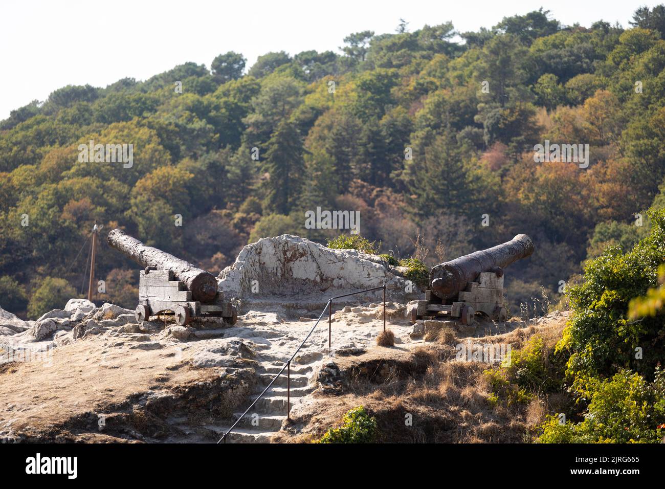 Canons historiques à la Roche Bernard, Bretagne France Banque D'Images