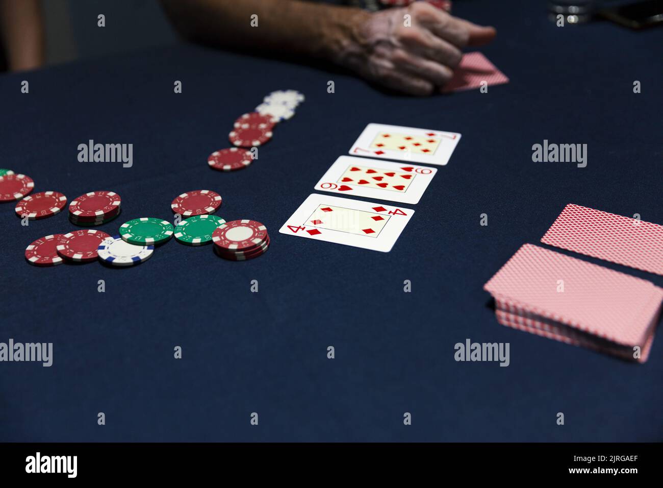 jouer au poker texas hold em, gros plan Banque D'Images