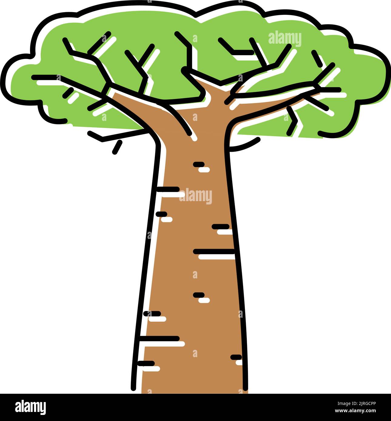 illustration vectorielle de l'icône de couleur de l'arbre de baobab africa Illustration de Vecteur