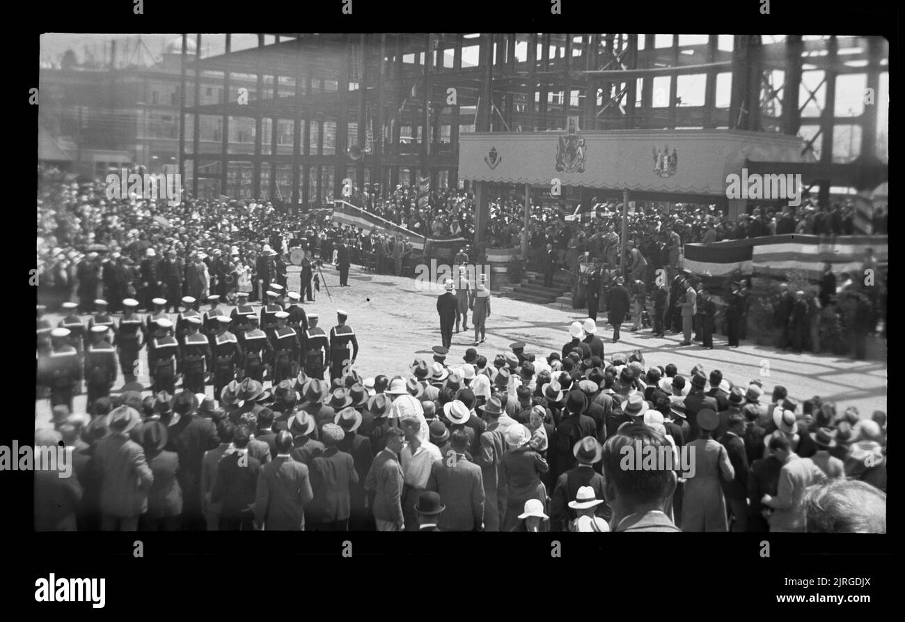 Visite du duc de Gloucester : pose de la pierre de fondation, 17 décembre 1934, par Leslie Adkin. Don de la famille G. L. Adkin, 1964. Banque D'Images