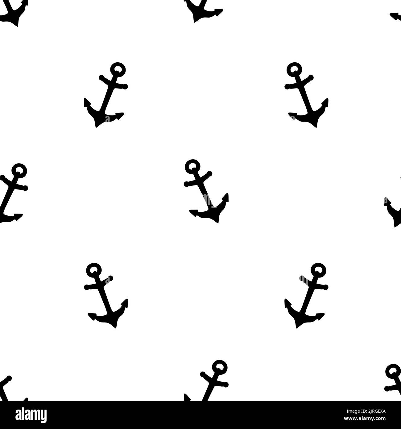 Ancrage. Silhouette. Motif vectoriel transparent. L'ornement répété sans fin des symboles de navigation. Contour sur un arrière-plan isolé. Illustration de Vecteur