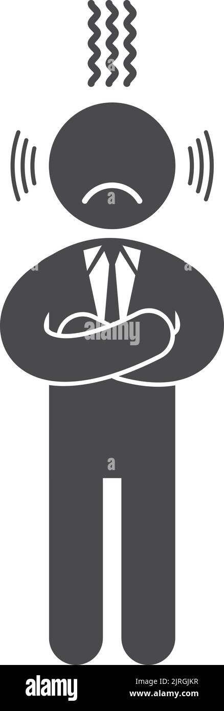 Icône homme d'affaires stressé. Symbole du directeur de bureau triste Illustration de Vecteur