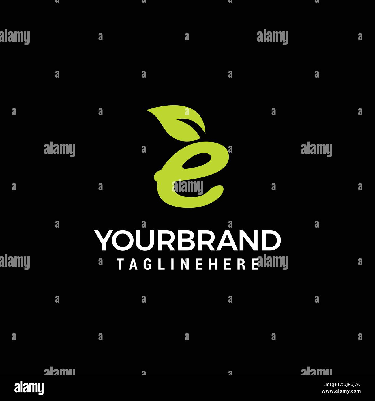 e vecteur de modèle de motif lettre avec logo feuille Illustration de Vecteur