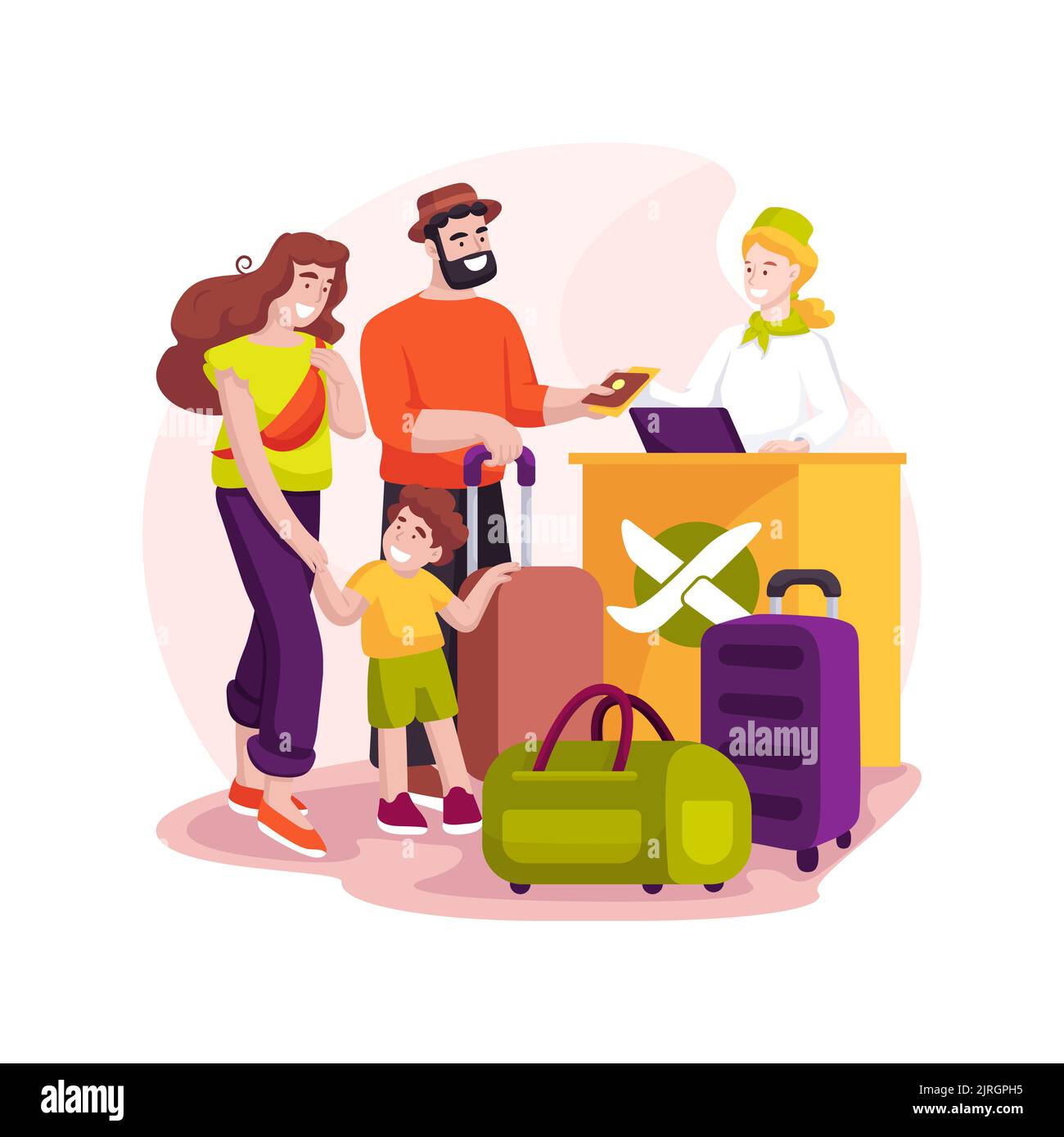 Illustration vectorielle isolée de l'enregistrement à l'aéroport. Illustration de Vecteur