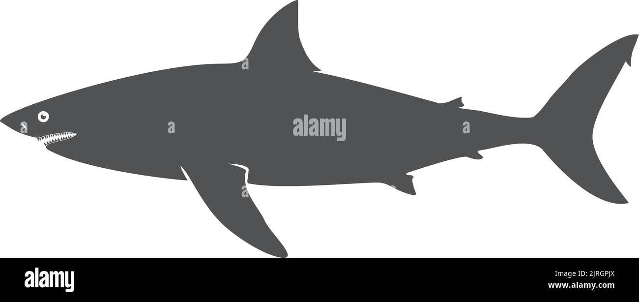 Silhouette noire requin. Icône dangereuse de prédateur océanique Illustration de Vecteur