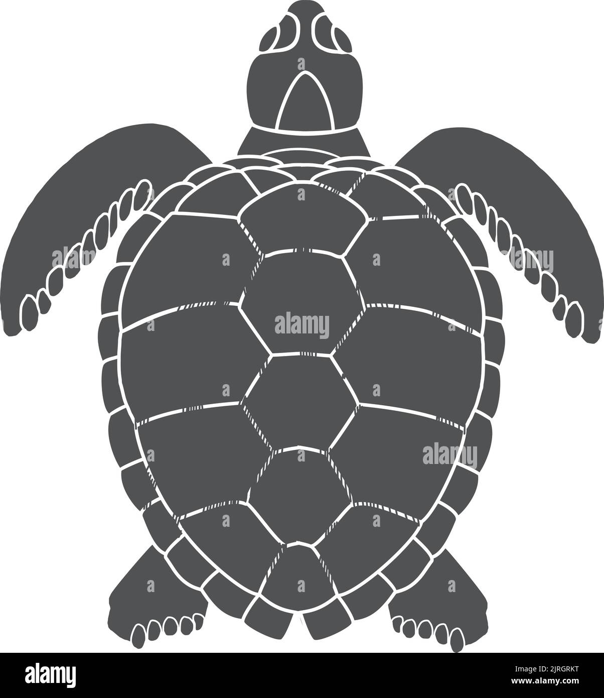 Icône de la tortue nageant. Symbole noir animal de mer Illustration de Vecteur