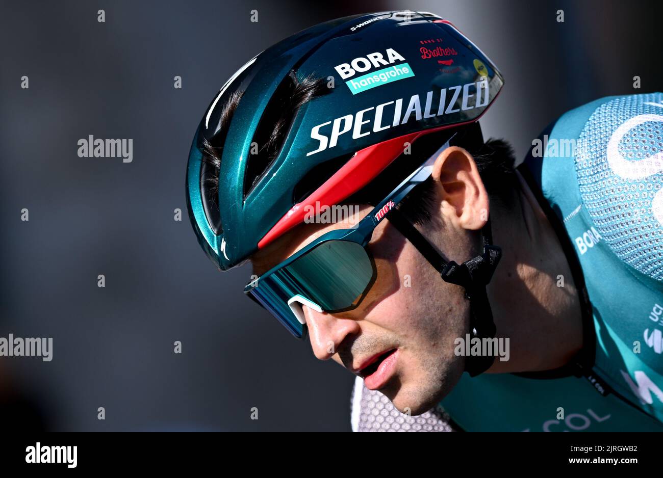 Weimar, Allemagne. 24th août 2022. Cyclisme : visite de l'Allemagne, Weimar, 2,6 km, prologue, essai individuel. Emanuel Buchmann de Team BORA - hansgrohe sur le cours. Credit: Hendrik Schmidt/dpa/Alay Live News Banque D'Images