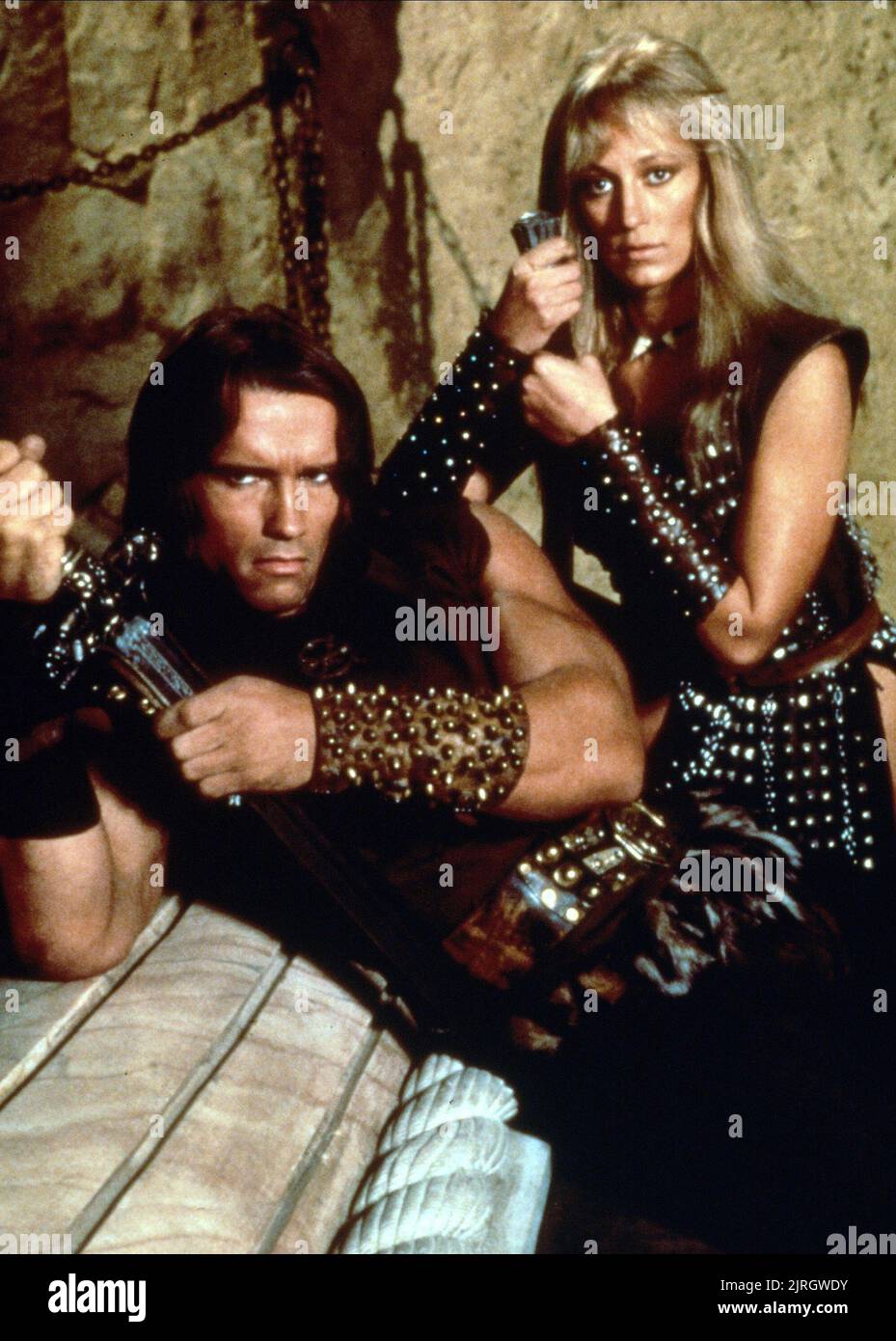 ARNOLD SCHWARZENEGGER, Sandahl Bergman, CONAN LE BARBARE, 1982 Banque D'Images