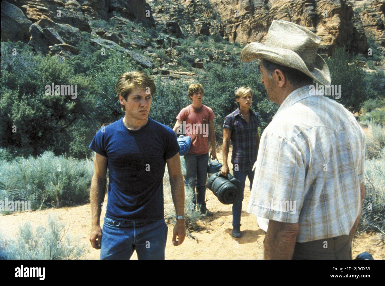 ERIC STOLTZ, LANCE KERWIN, JAMES SPADER, Robert Mitchum, UN TUEUR DANS LA FAMILLE, 1983 Banque D'Images