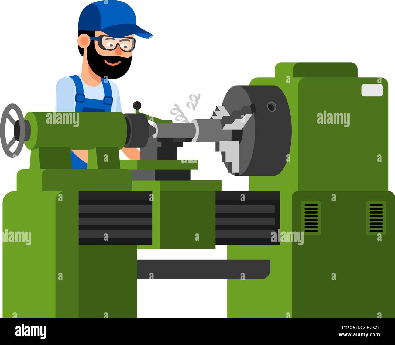 La spatule traite la pièce sur le tour Illustration de Vecteur