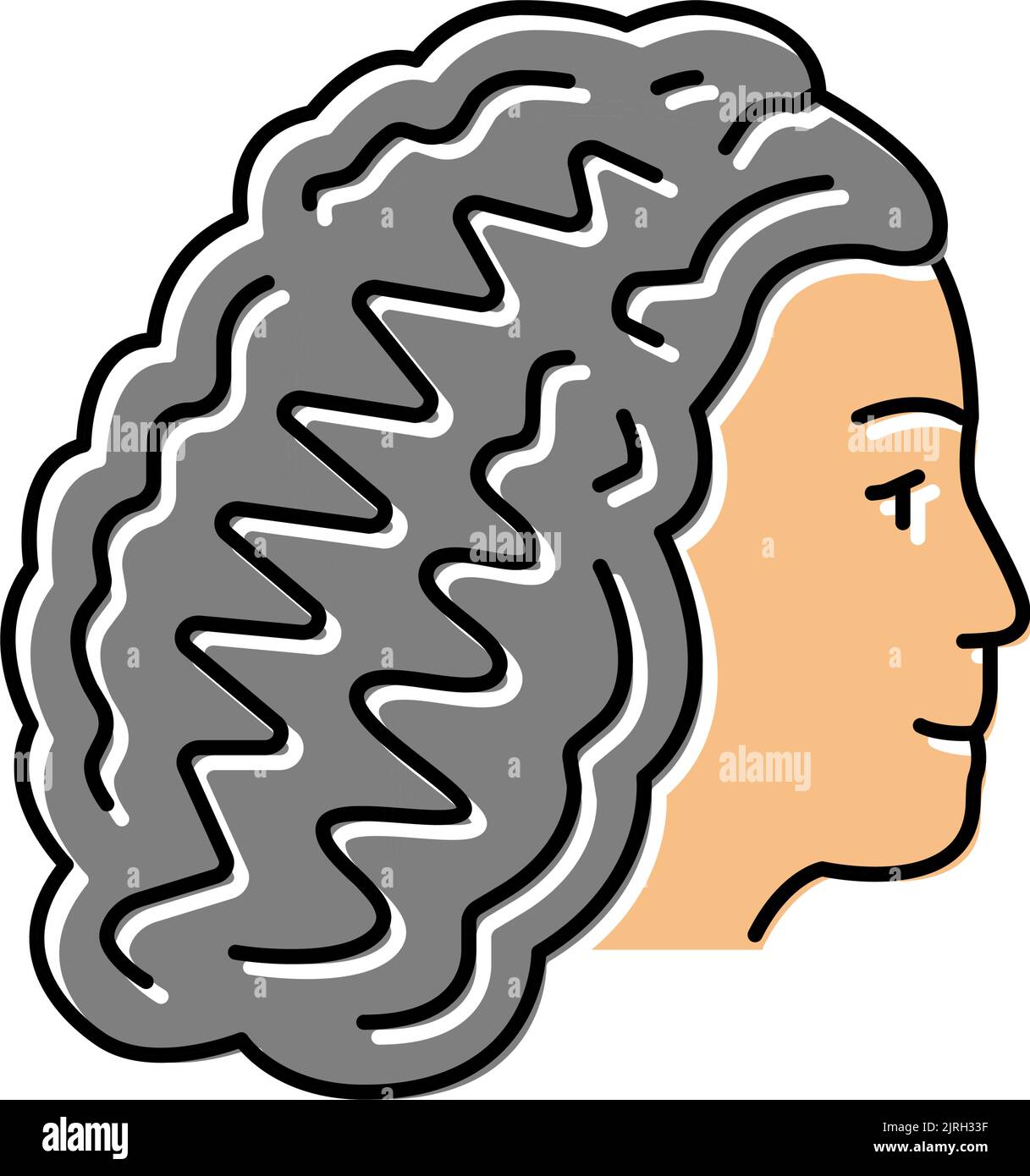 illustration vectorielle d'icône de couleur de coiffure de boucles Illustration de Vecteur