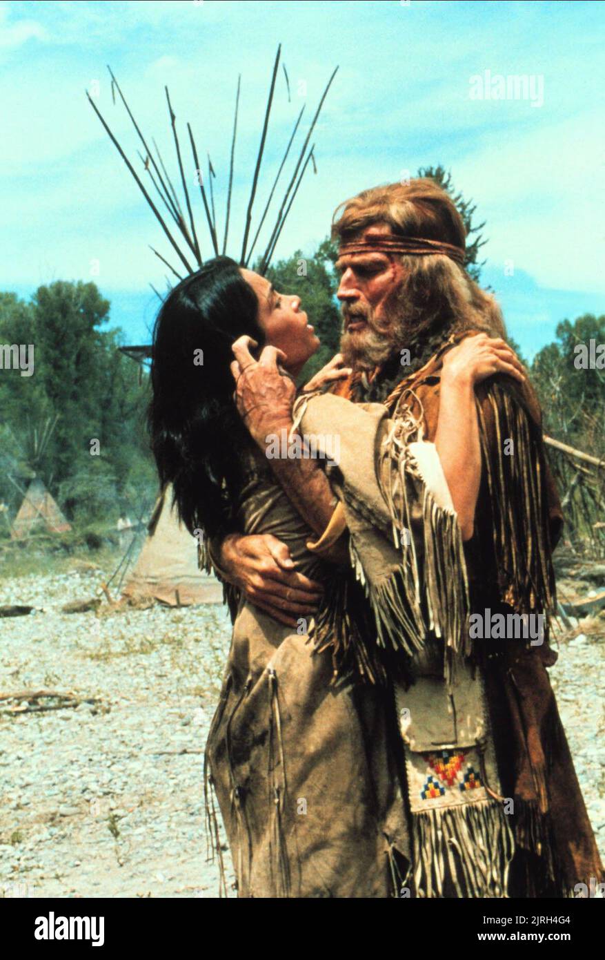 VICTORIA RACIMO, Charlton Heston, LE MOUNTAIN MEN, 1980 Banque D'Images