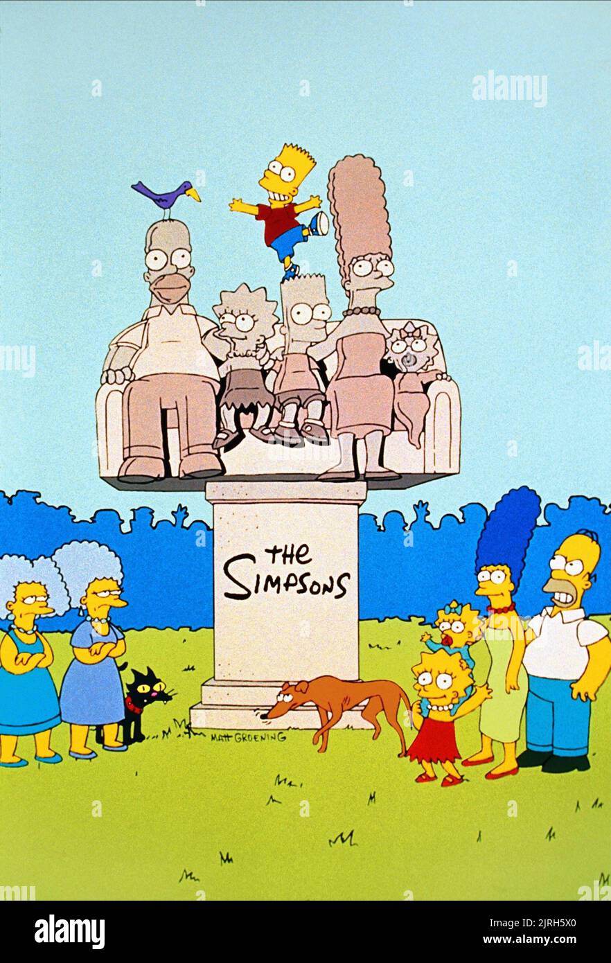 BOUVIER,BOUVIER,SNOWBALL,HELPER,BART,MAGGIE,LISA,MARGE,SIMPSON, THE SIMPSONS, 1989 Banque D'Images