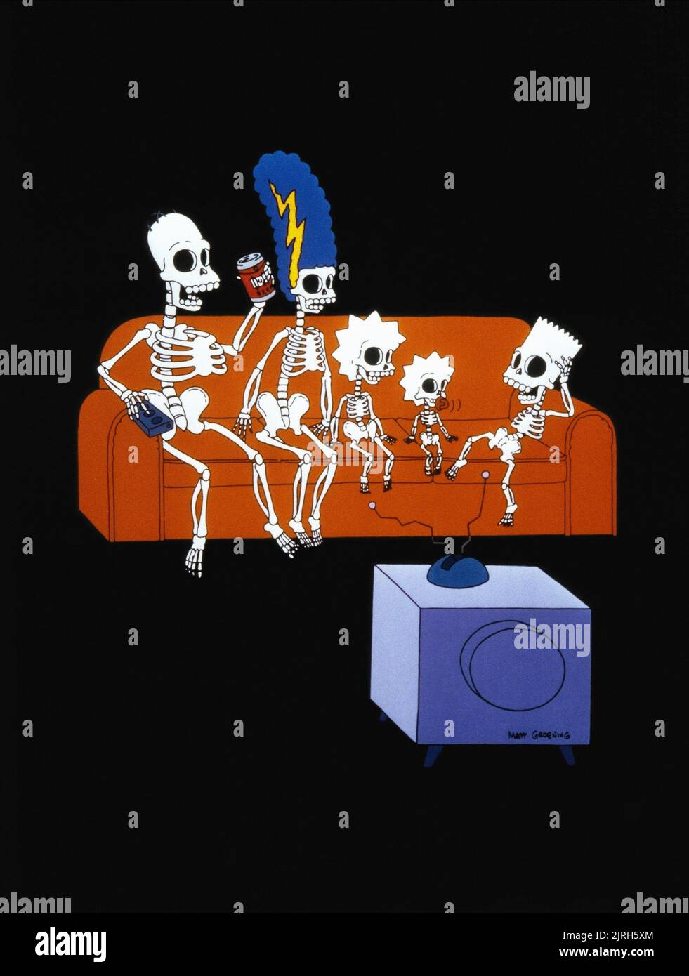 HOMER, MARGE, LISA, MAGGIE, BART SIMPSON, LES SIMPSONS, 1989 Banque D'Images