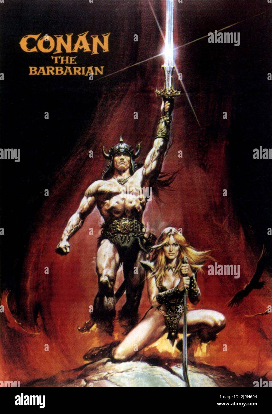 ARNOLD SCHWARZENEGGER, Sandahl Bergman POSTER, CONAN LE BARBARE, 1982 Banque D'Images