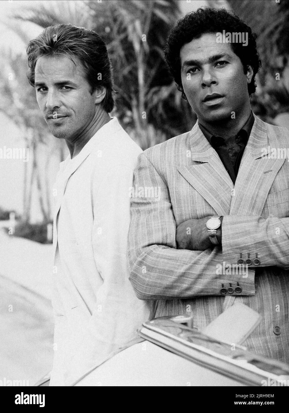 DON JOHNSON, PHILIP MICHAEL THOMAS, Miami Vice, 1984 Banque D'Images