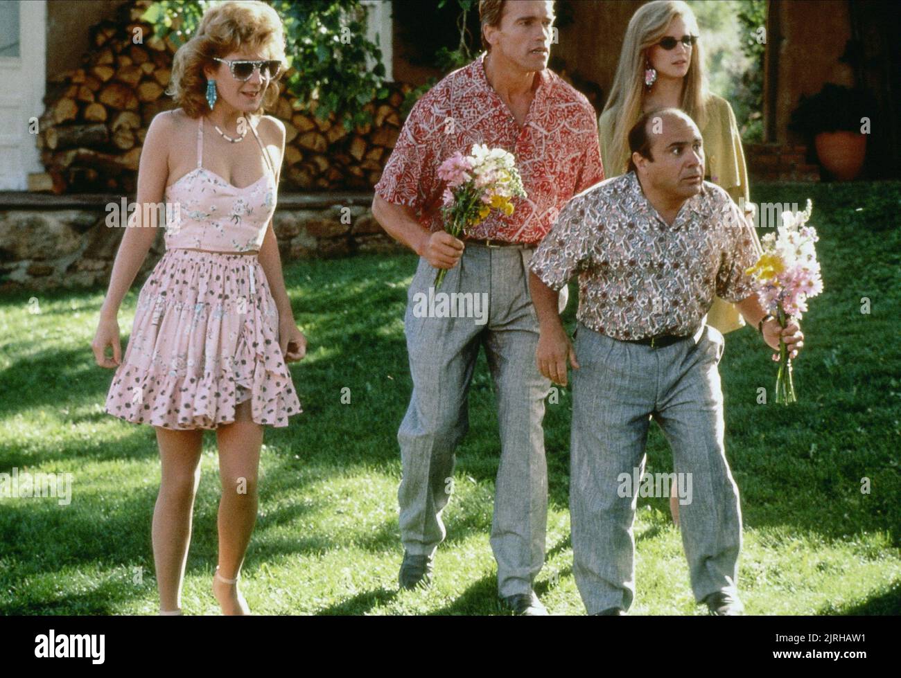 CHLOE WEBB, Arnold Schwarzenegger, DANNY DEVITO, Kelly Preston, jumeaux, 1988 Banque D'Images
