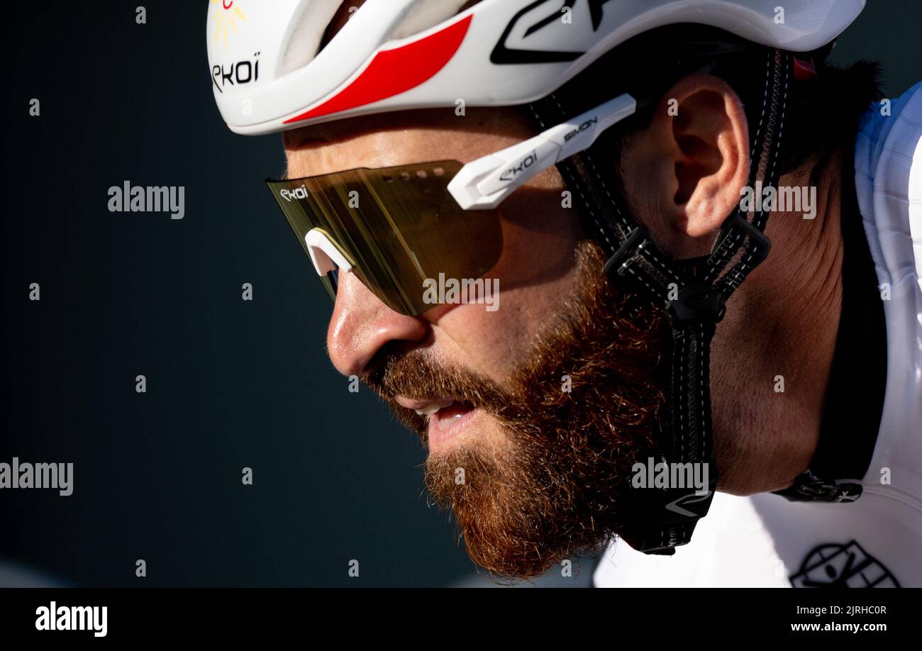 Weimar, Allemagne. 24th août 2022. Cyclisme : visite de l'Allemagne, Weimar, 2,6 km, prologue, essai individuel. Simon Geschke de l'équipe nationale allemande sur le cours. Credit: Hendrik Schmidt/dpa/Alay Live News Banque D'Images