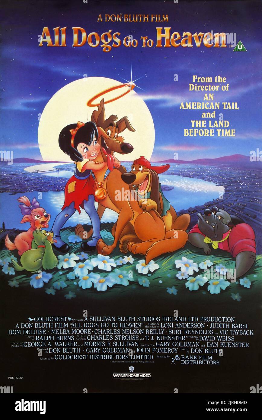 POSTER FILM, TOUS LES CHIENS VONT AU CIEL, 1989 Banque D'Images