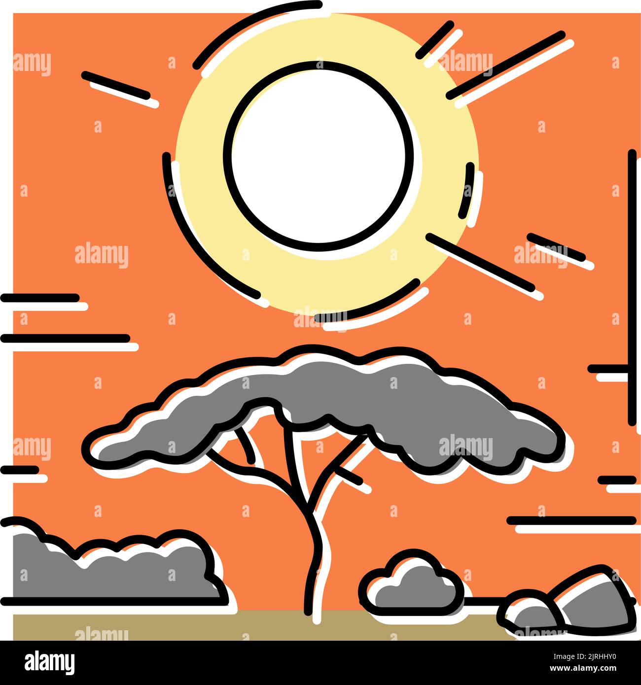 illustration vectorielle icône de couleur africaine de coucher de soleil Illustration de Vecteur