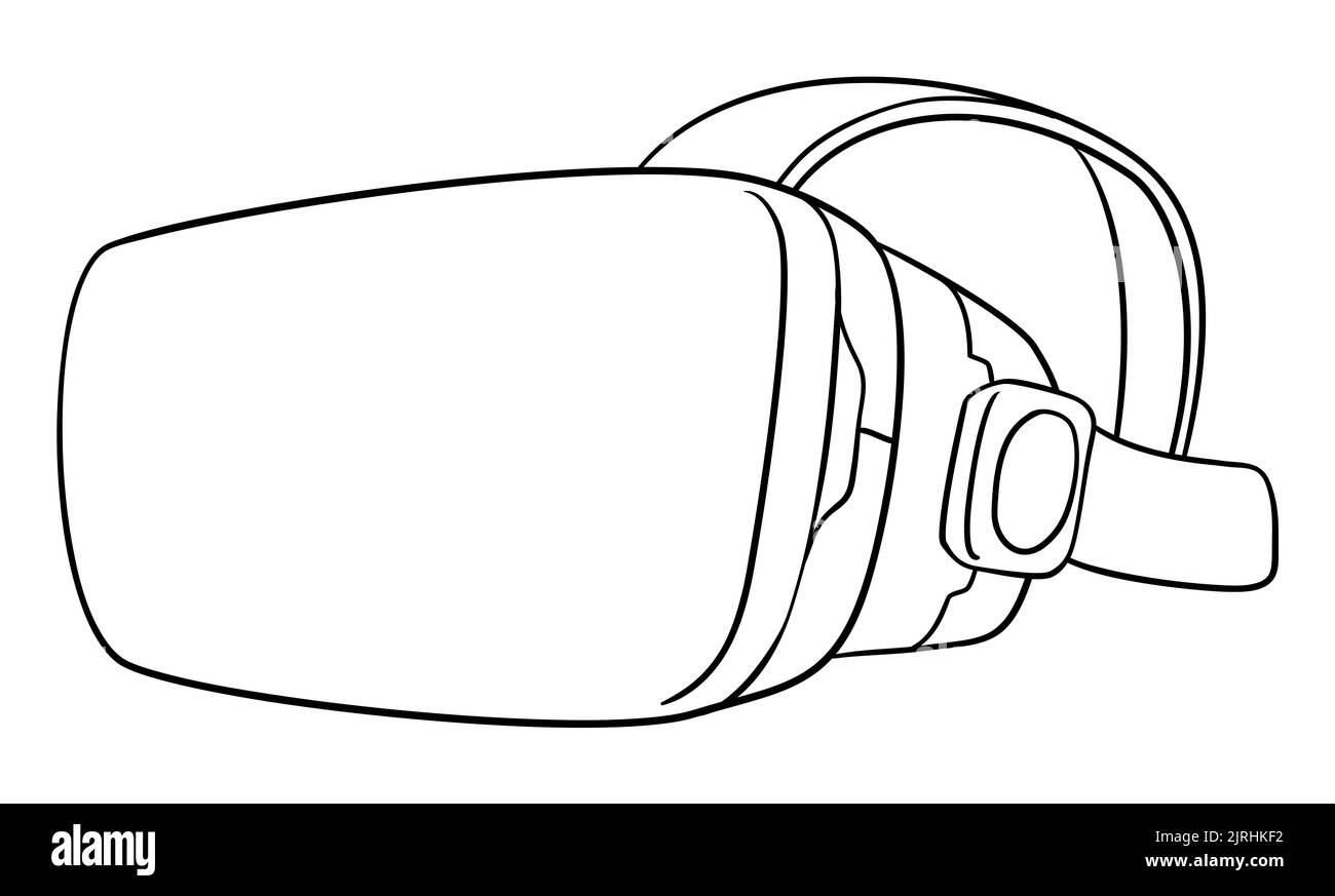 Affichage d'un micro-casque de réalité virtuelle dans le style des contours aux activités de coloriage. Illustration de Vecteur