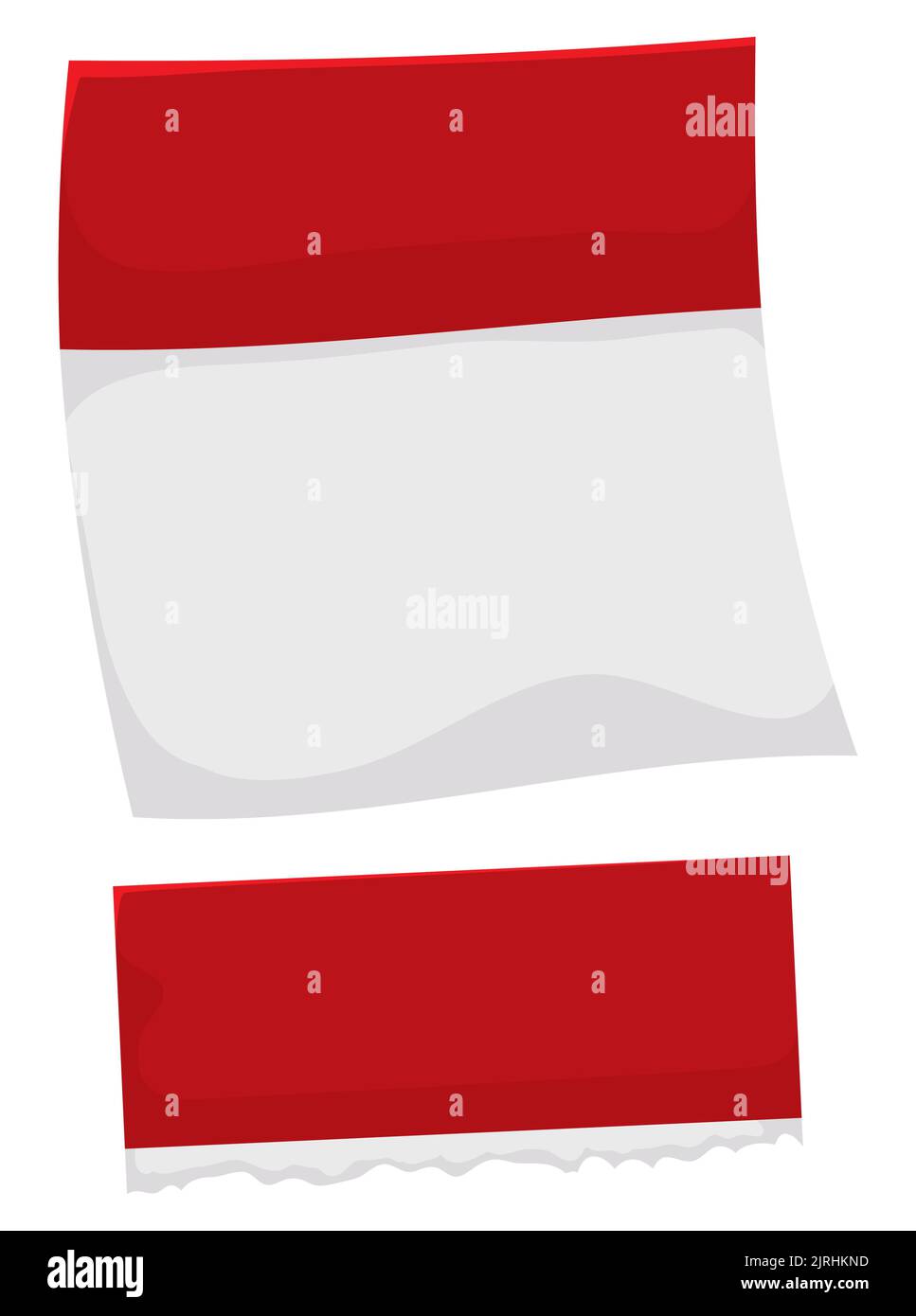 Modèle comme le papier à feuilles volantes, et un déchiré par moitié. Design de style dessin animé, isolé sur fond blanc. Illustration de Vecteur