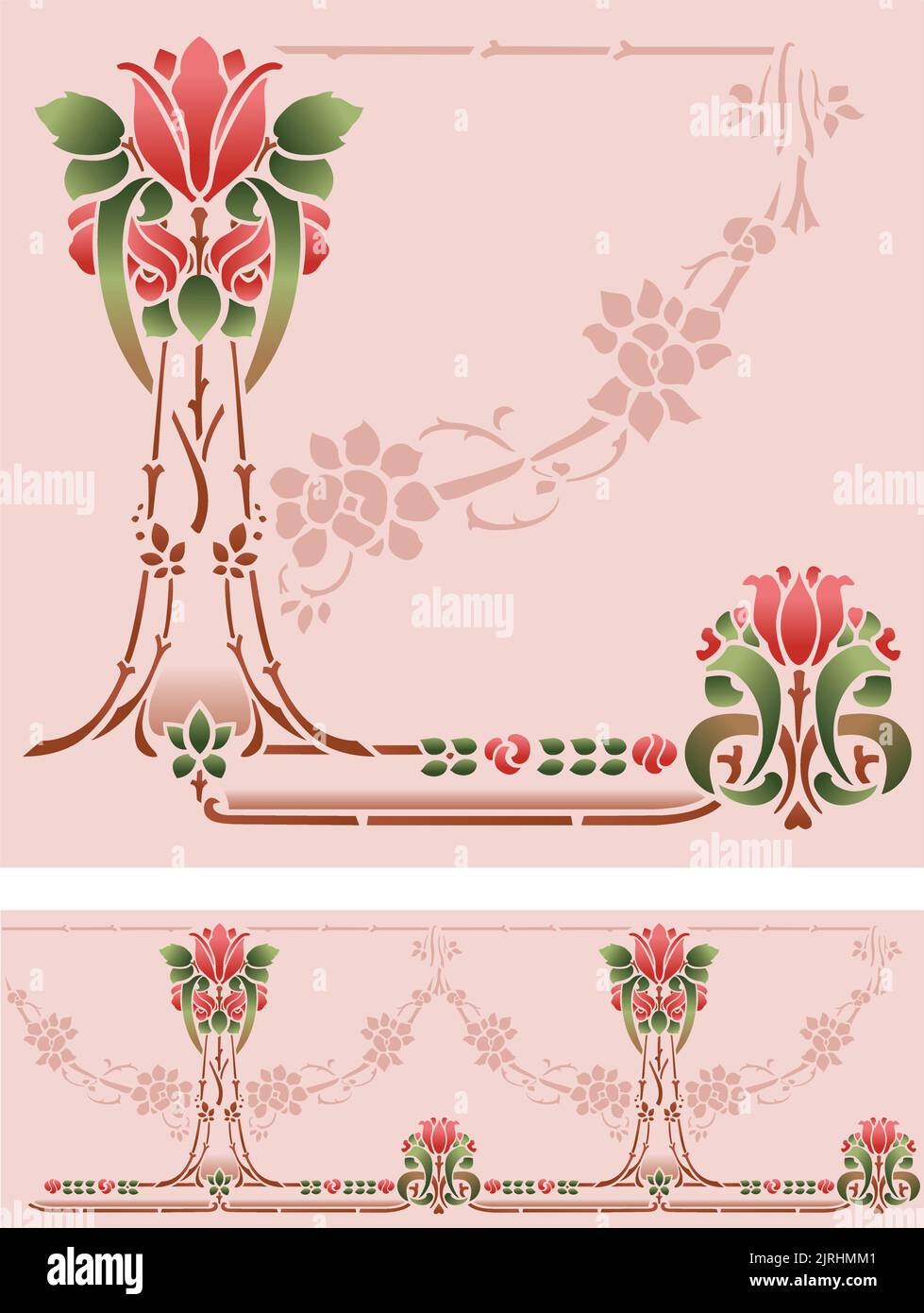 Motif rose décoratif vintage. Illustration de Vecteur
