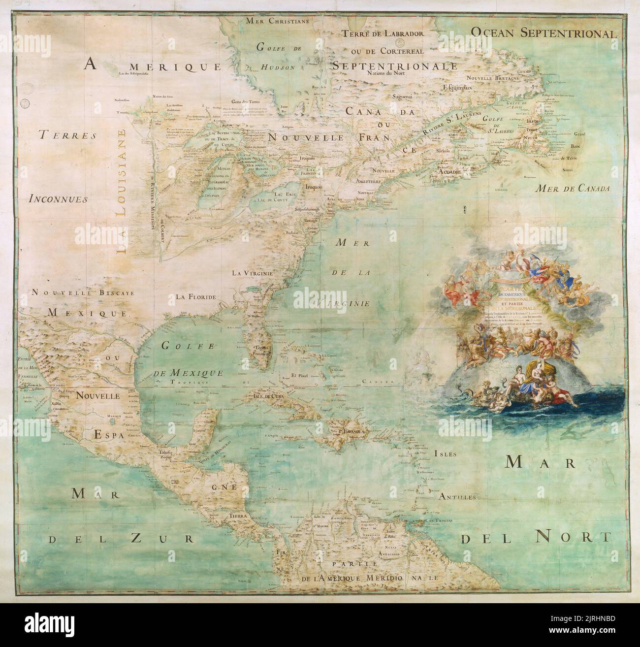 Carte de 17th siècles de l'est de l'Amérique du Nord, du Mexique, des Caraïbes et d'une partie de l'Amérique du Sud ca. 1681 Banque D'Images