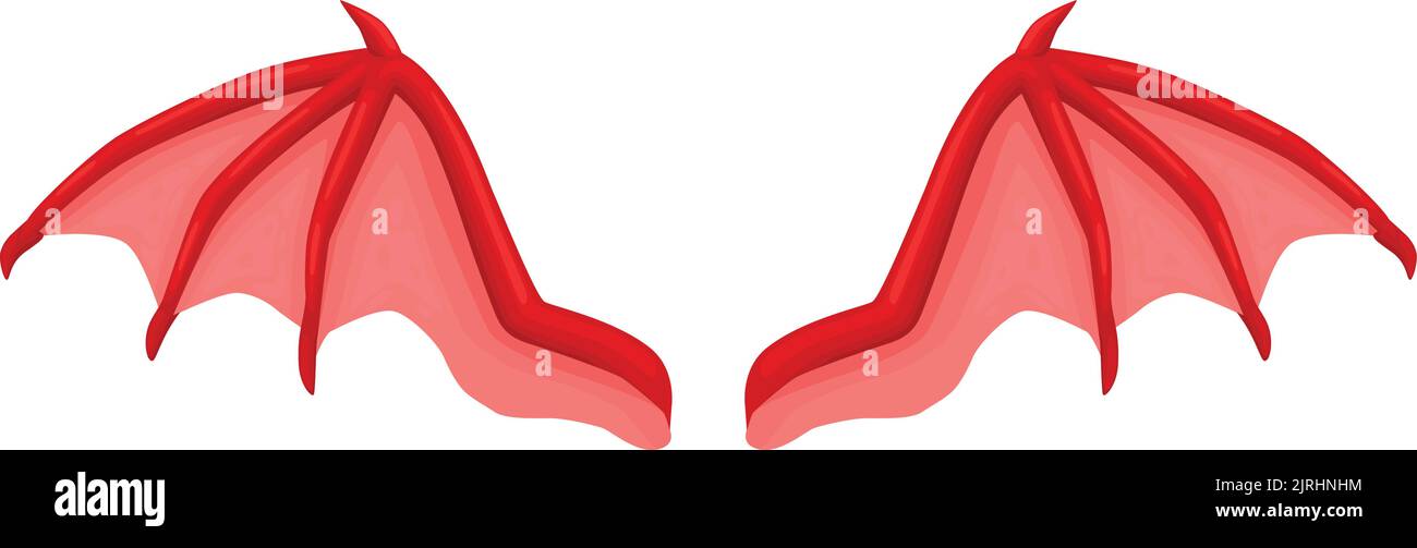 Ailes de chauve-souris rouges. Symbole diable. Symbole de mouche dragon mythique isolé sur fond blanc Illustration de Vecteur