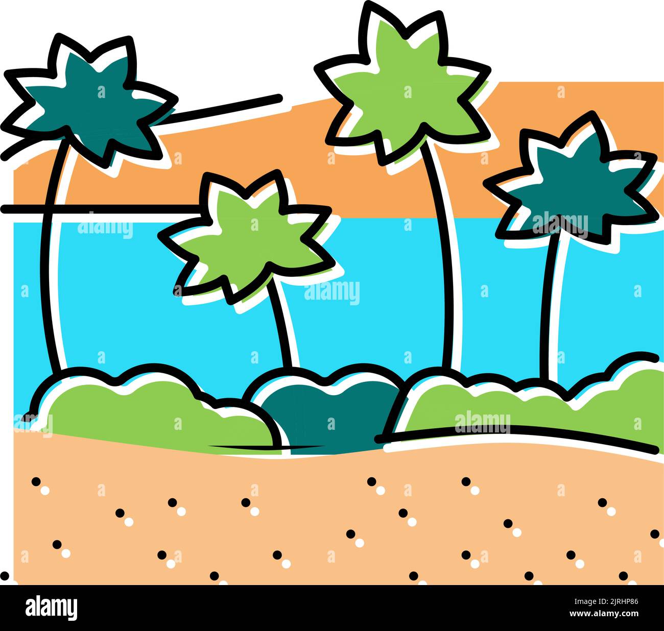 oasis dans le désert africain couleur icône illustration vectorielle Illustration de Vecteur