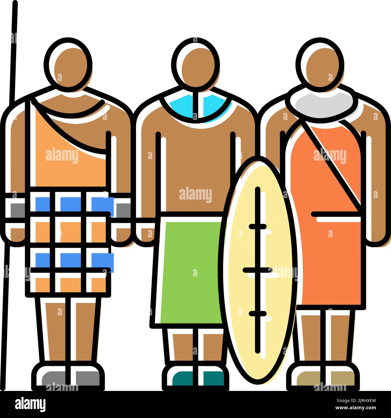 illustration vectorielle de l'icône de couleur africaine de la tribu Illustration de Vecteur
