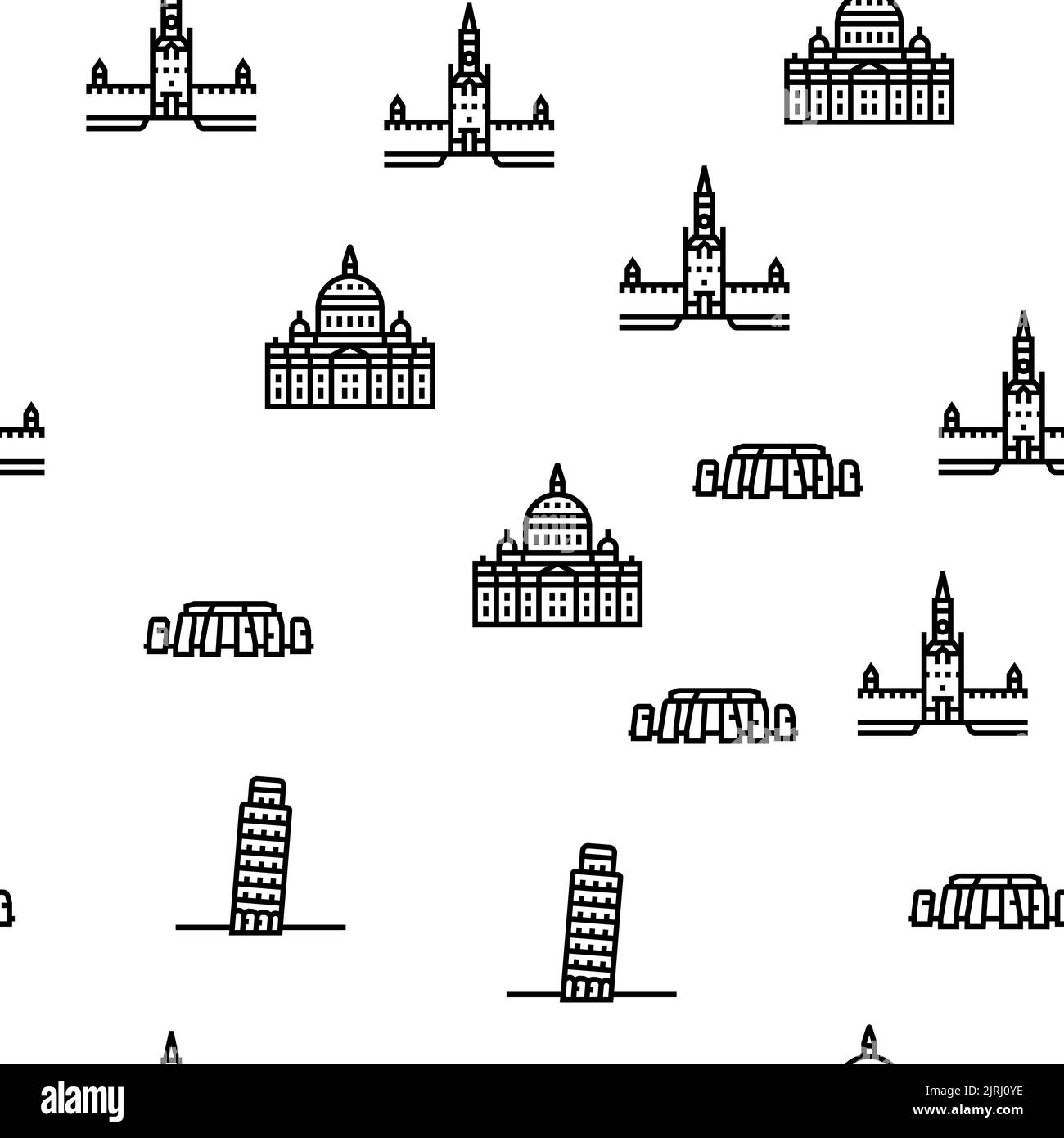 Modèle sans couture vectoriel de construction de monument d'Europe Illustration de Vecteur