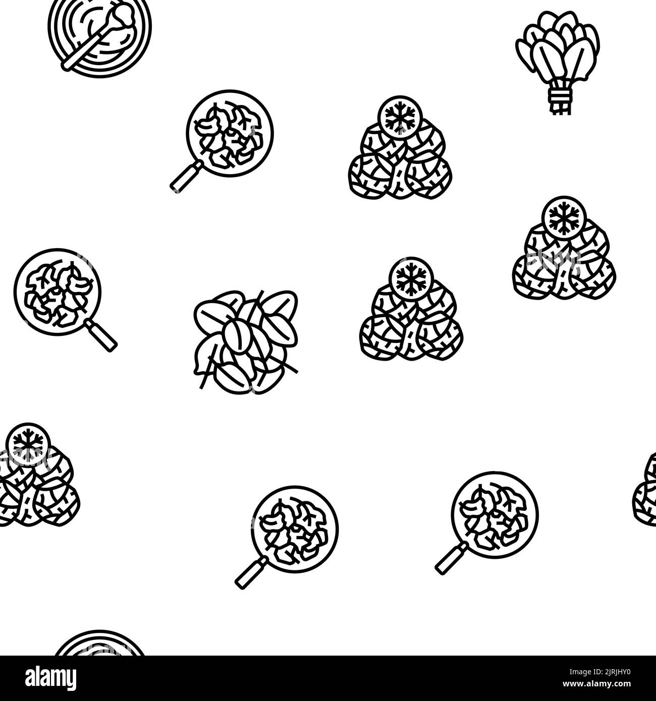 Motif vectoriel sans couture pour ingrédients de la saine alimentation des épinards Illustration de Vecteur