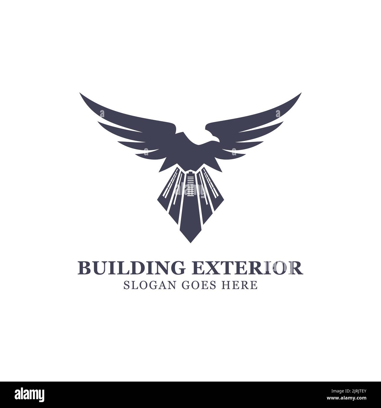 logo extérieur de bâtiment hawk avec une combinaison d'un aigle avec un bâtiment comme sa queue, très bon pour le logo de la société de bâtiment, la construction immobilière Illustration de Vecteur