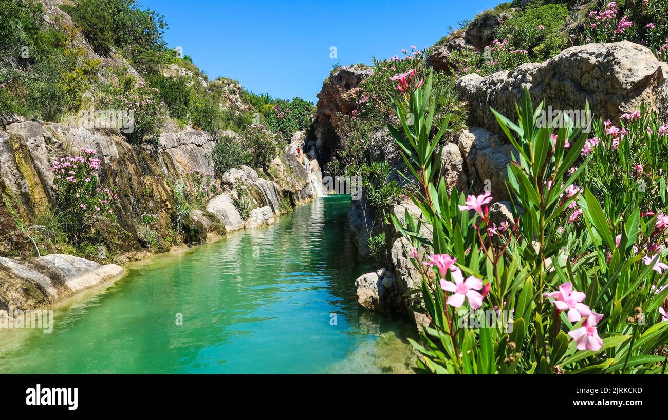 Bolbaite, piscine naturelle, dans le Canal de Navarres, Valence, Communauté Valencienne, Espagne. Banque D'Images