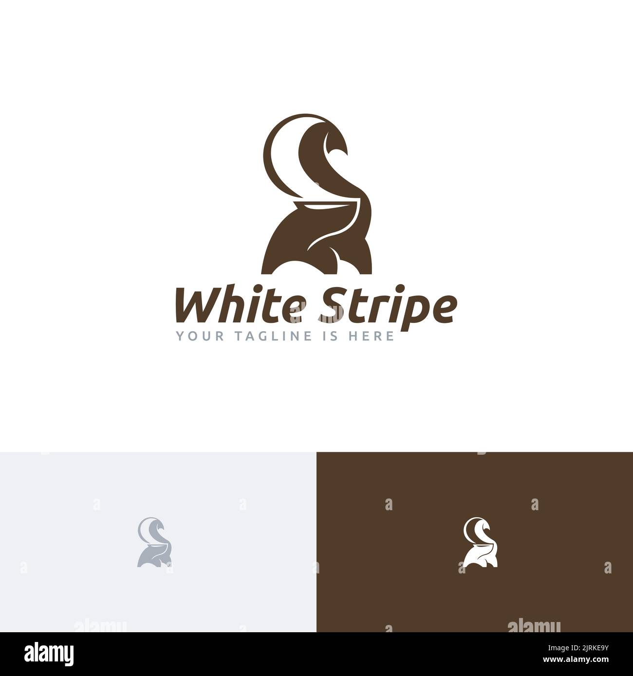 Logo Skunk mignon petit animal à rayures blanches Illustration de Vecteur
