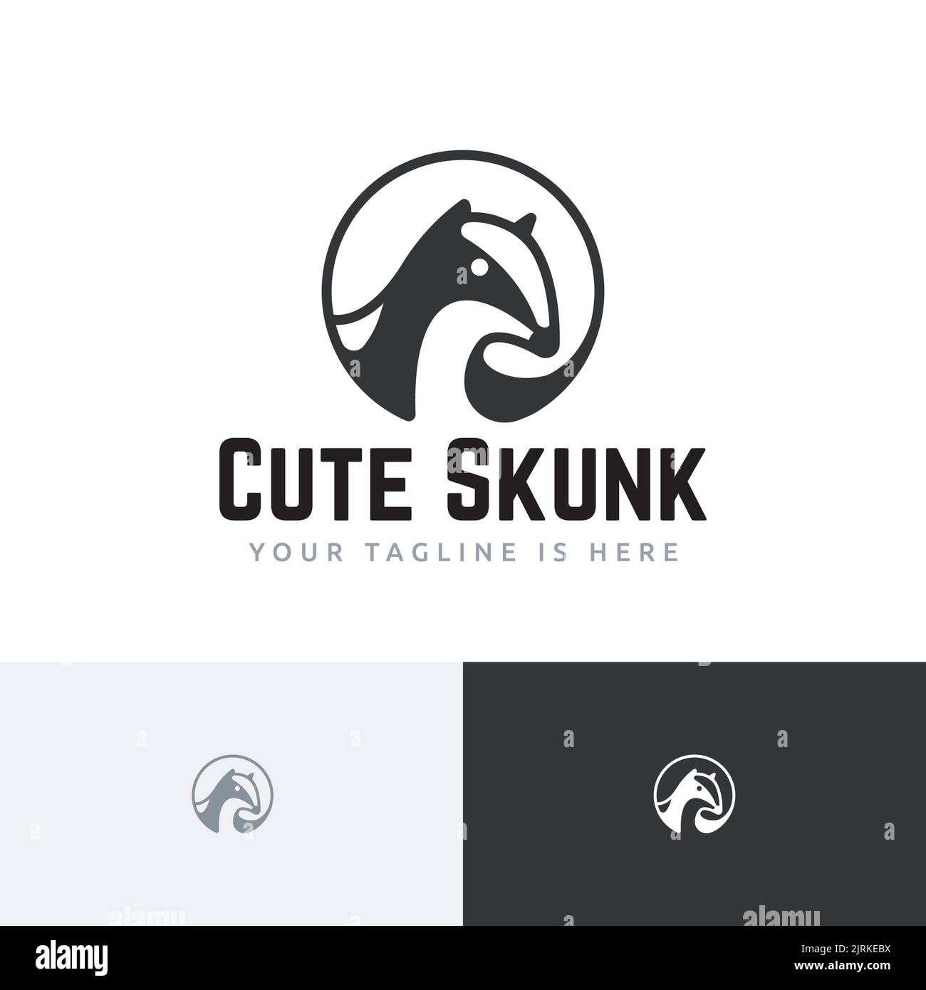 Logo « Circle Skunk Head » Little Animal nature Illustration de Vecteur