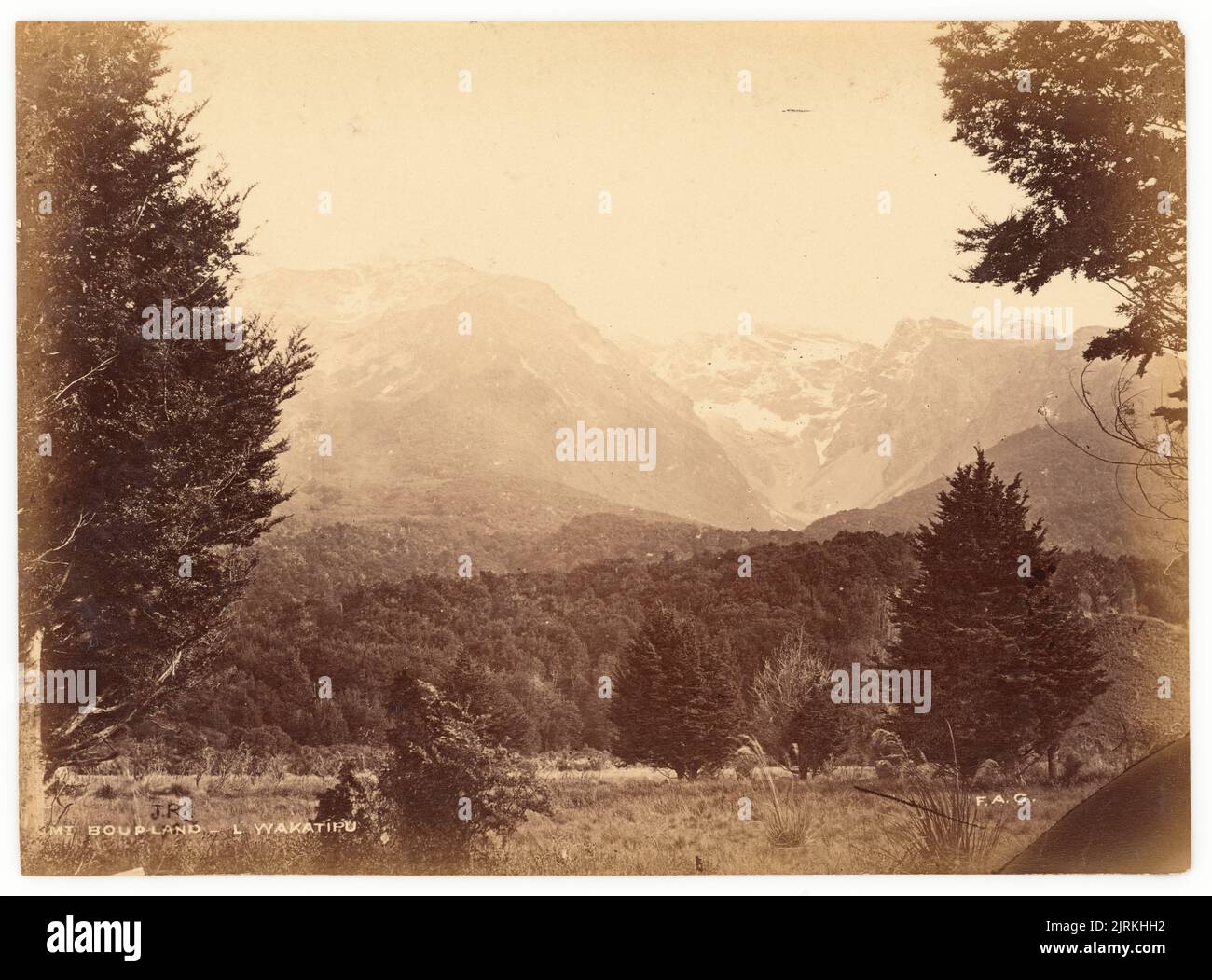 Mount Boupland, 1890s, Nouvelle-Zélande, par Frank Coxhead. Banque D'Images