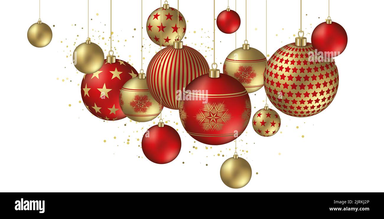 Élément boules de Noël avec décorations de fête en flocons et étoiles Banque D'Images