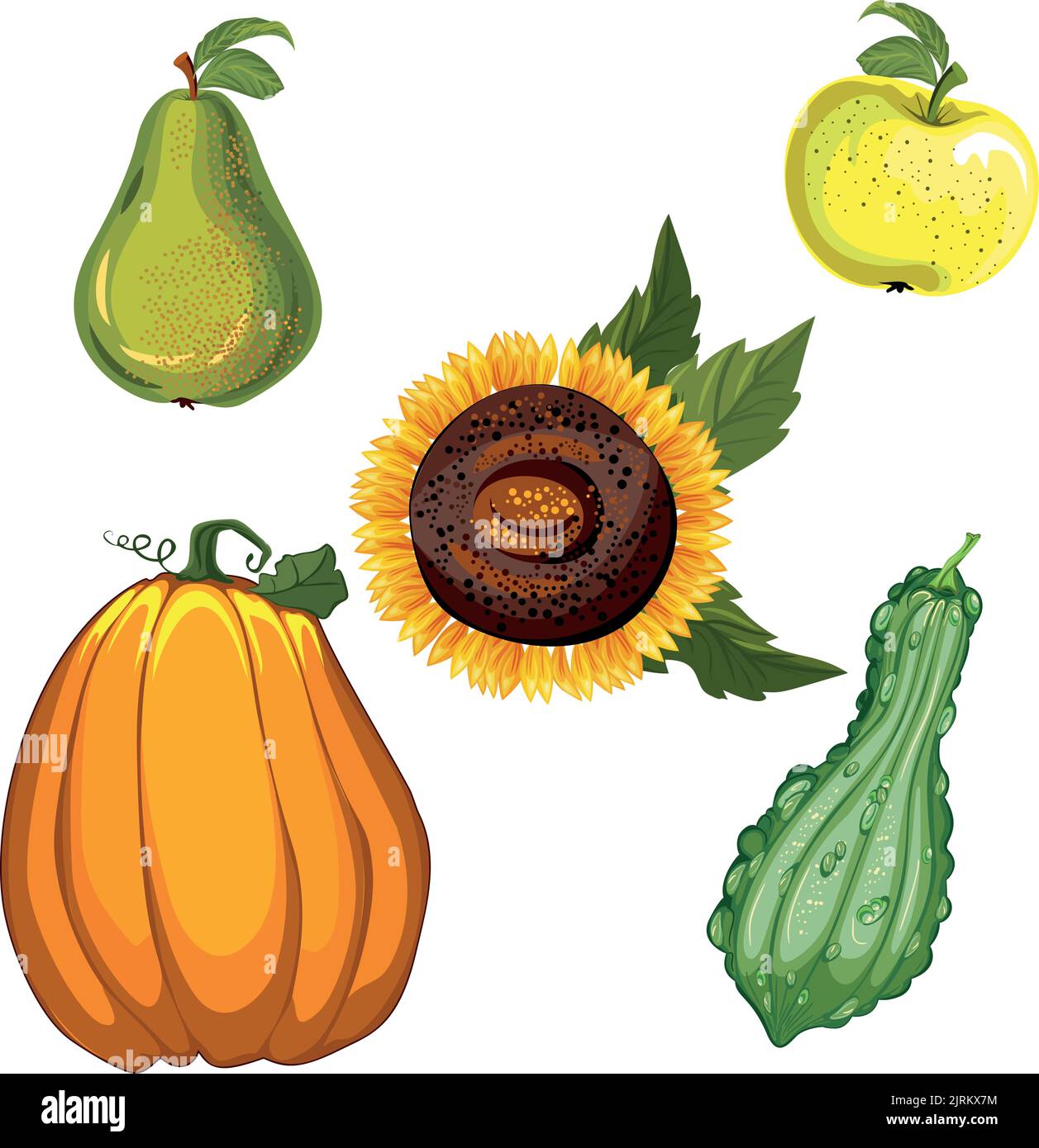 légumes d'automne potiron tournesol poire pomme Illustration de Vecteur