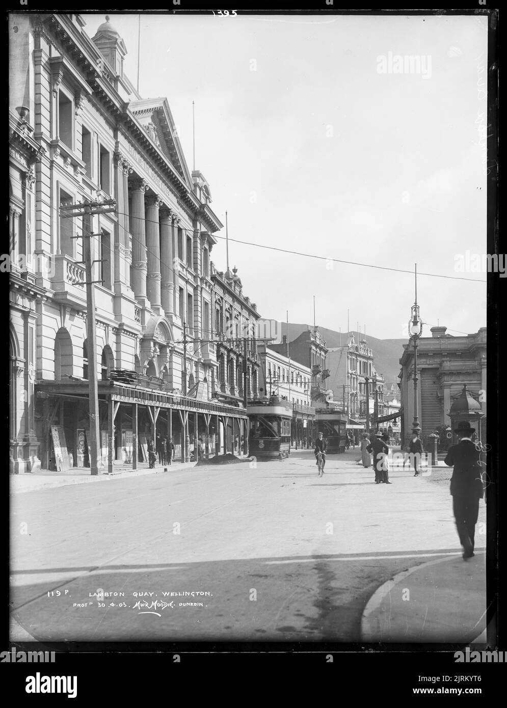 Lambton Quay, Wellington, vers 1905, Dunedin, par Muir & Moodie. Banque D'Images