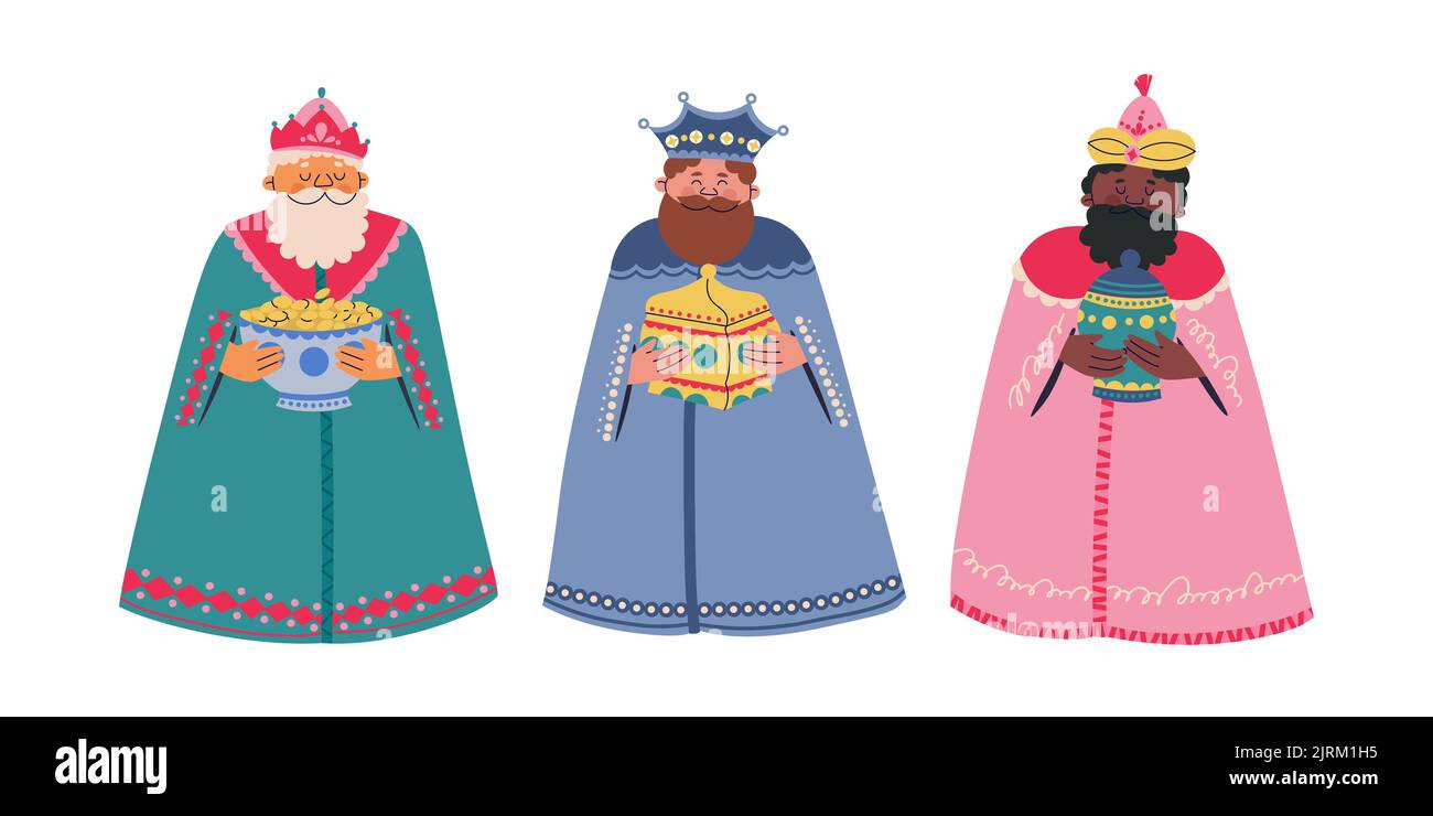 Trois rois magiques. Illustration vectorielle isolée sur fond blanc. Illustration de Vecteur