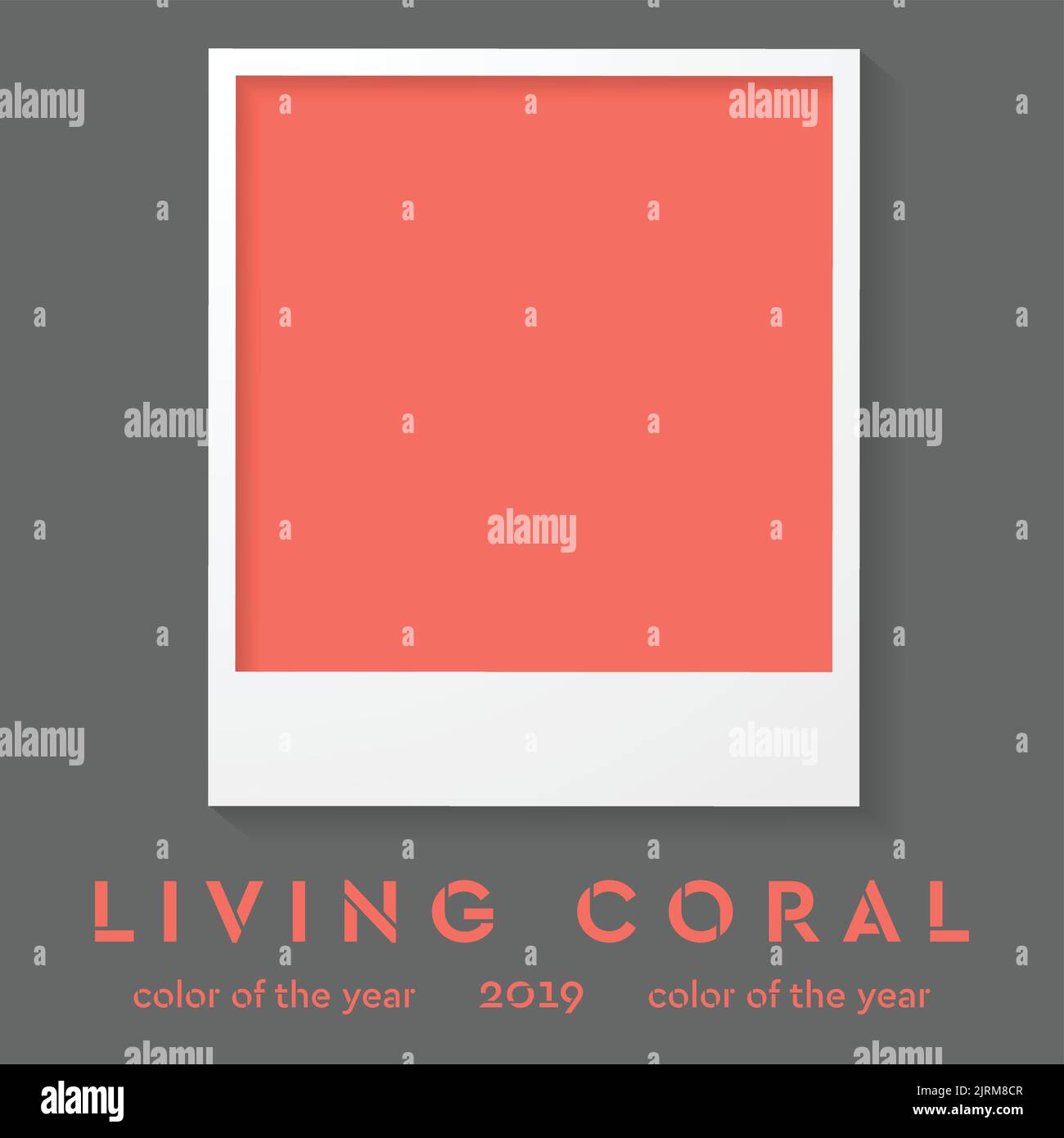 Cadre photo Polaroid avec couleur tendance 2019. Arrière-plan vectoriel de corail vivant Illustration de Vecteur