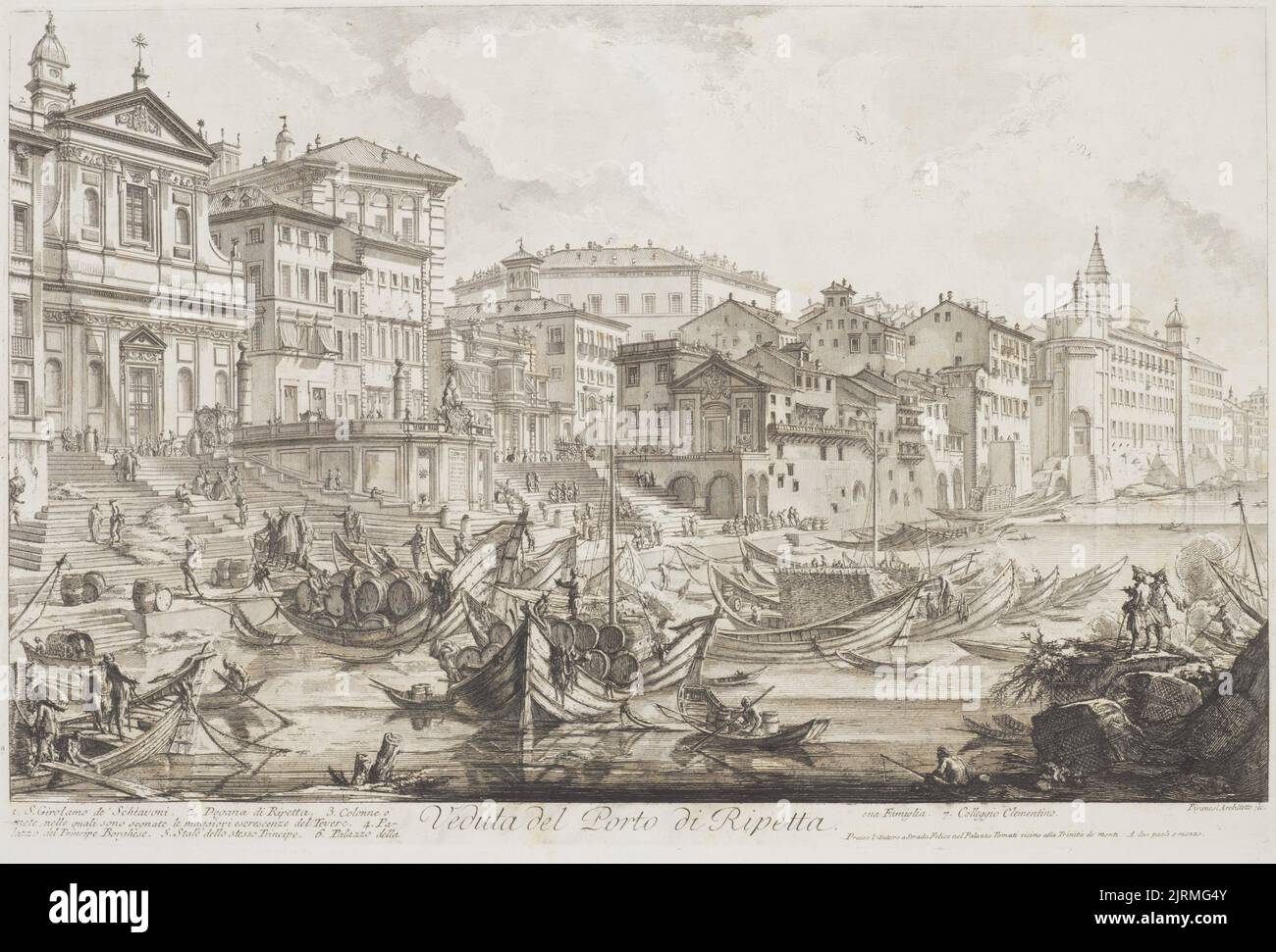 Veduta del Porto di Ripetta. Depuis : Vedute di Roma (vue sur Rome), vers 1753, Italie, par Giovanni Piranesi. Don de sir John Ilott, 1969. Banque D'Images